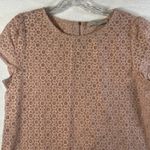 Loft Petite Lace Cap Sleeve Zipper Back Top Rose Gold Metallic Size S Photo 4