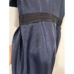 Line Korean Fashion Semi Formal Rayon Short Dress Navy Small Blue Photo 5