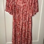 Go Softly Patio Red Paisley Maxi Dress M Rayon V Neck Short Sleeve Flowy Casual Size M Photo 0