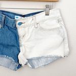 Levi's | Denim Jean Bleach Raw Hem Booty Shorts Two Tone White Blue | Size 8, 29 Photo 2