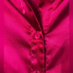 HOTOUCH Hot Pink Fuchsia Silky Button Front Short Sleeve Blouse Size Small Photo 3