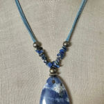 Artisan Blue Sodalite Pendant Necklace on Suede Cord Photo 0