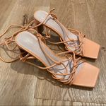 Chinese Laundry Yita Heels Tie Strap Sandals in Smooth Orange - NWOT Photo 0