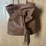 Hollister  Vegan Leather Brown Crossbody Bucket Bag Photo 0