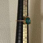 None Vintage Gold Tone Statement Ring Blue Crystal Gem Size 7 Photo 4