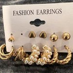 Gold and Pearl Fashion Earrings Set Photo 0