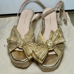 Loeffler Randall Gold Sandals Camellia bow-embellished lamé sandals women’s 39 Photo 0