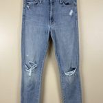 Mother Women’s High‑Waisted Looker Crop Jeans Size 26 Chatterbox Knee Rips Blue Photo 0