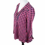 Motherhood Maternity Plaid Flannel Shirt Pink Blue Size Small Photo 2