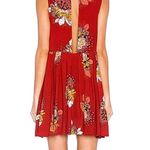 Free People Lovely Day Printed Tie Tunic Dress Women's Medium Red Floral Boho Photo 4