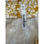 INDIKAH Yellow White Ruched Frill Zip Back Floral Mini Flounce Skirt Medium Photo 4