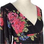 Betsey Johnson Bambi Dress Black Floral Bell Sleeve Ruffle Mini Photo 6