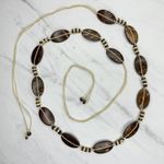 Coconut Shell Beaded Tie Belt Boho Natural Brown Medium (M) ✨ Photo 0