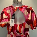 THML  puff sleeve geometric pattern bold print maxi dress size XS NWT Photo 7