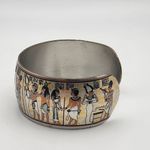 Reed & Barton Silver Tone & Gold Tone Egyptian Motif Cuff Bracelet Photo 2