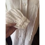 Dotti Women Vintage Y2K Swim Cover Up Large Hooded 100% Cotton White Button Photo 2