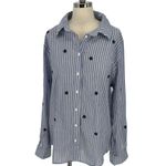 Michael Lauren Shirt Women’s L Blue Luciano Classic Button Up W/ Star Patches Photo 1