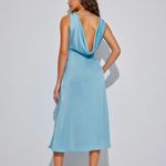 Cider  Baby Blue V Neck Halter Midi Dress Photo 2