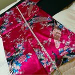 None Magenta Pink Satin robe blossoms, midi length, magenta pink, one size fits most Photo 3