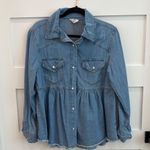 Entro Button Down Peplum Western Tencel Shirt {Size Small} Photo 0
