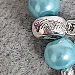 Hand Crafted Ice Blue and Sparkly Silver beaded Snowflake Charm Bracelet Photo 3