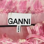Ganni Floral Print Plisse Balloon Sleeve Georgette Blouse Floral Pink 36 US 0 Photo 6