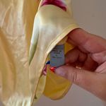 Valerie Stevens  yellow silky blouse with floral detail size L Photo 3
