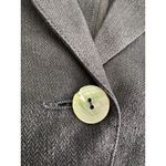 None Vintage Black Linen Blazer Jacket with Mother of Pearl Button Tailored Style Photo 6