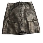 Helmut Lang  Black Leather Mini Skirt Button Front in Size 4 Photo 2