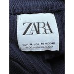 ZARA ‎ Ribbed Mock Neck Top Women's Medium Knit Long Sleeve Slim Fitted Black Photo 4