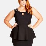 City Chic NWT  caged strappy peplum top black Sz 16 Photo 0