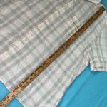 DKNY Linen plaid short sleeve button down 1 chest pocket pink gray white size 2X Photo 12