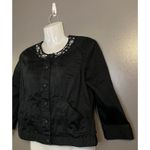 Hearts Of Palm Jacket Womens Petite Black Embellished Scoop Neck Button Front Size undefined Photo 3