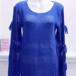 Melissa Paige Sheer Knit Pullover w/Tiered Sleeves in Blue, Size XL NEW w/o Tag Photo 0