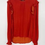 Scotch & Soda  Flutter Long Sleeve Burnt Orange Rust Blouse Size Small Photo 0