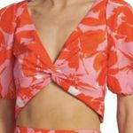 Monique Lhuillier ML Printed Taffeta Crop Top 10 Photo 0
