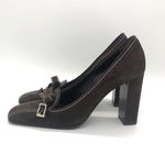 Prada  Women's Dark Brown Leather  Suede Heels Photo 3