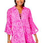 Lilly Pulitzer  Linley Coverup Plumeria Hot Pink Poly Crepe Swirl Clip Dress Photo 0