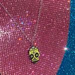 Yellow Sugar Skull Necklace Sterling Silver 925 Halloween Photo 13