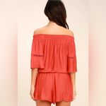 Lulus  With Feeling Coral Red Off The Shoulder Romper XS Photo 4