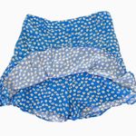 ZARA  Light Blue Daisy Floral Print Mini Skirt Shorts Skort ~ Women's Size MEDIUM Photo 3