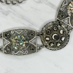 Abalone Shell Rhinestone Statement Chain Link Belt One Size (OS) ✨ Silver Photo 3