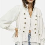 Free People Ariana Fringe Jacket Ivory / White Linen Blend Photo 7