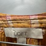Loft  Orange-Yellow Plaid Tie Neck Puff Sleeve Top size XS Photo 1