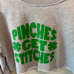 Pinches Get Stitches Cropped Sweater Sweatshirt XS Gray Photo 1