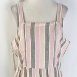 Caslon New Cabana Stripe Linen Blend Lattice Trim Tiered Maxi Dress Size Medium Photo 5