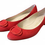 Stuart Weitzman  Adeliza Tonal Red Suede Ballet Flats 8 EUC Coquette Cherry Red Photo 0