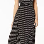 Bardot  Black/White Striped Sleeveless V-neck Wrap Asymmetrical Maxi Dress Size 4 Photo 0