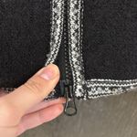 Susan Bristol Vintage Black 100% Wool Winter tree sweater Zip Up Jacket Photo 3