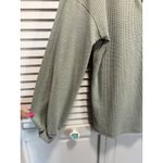 BTFBM Green Thermal Long‎ Puff Sleeve Top Big Buttons Size Medium Crew Soft Photo 3